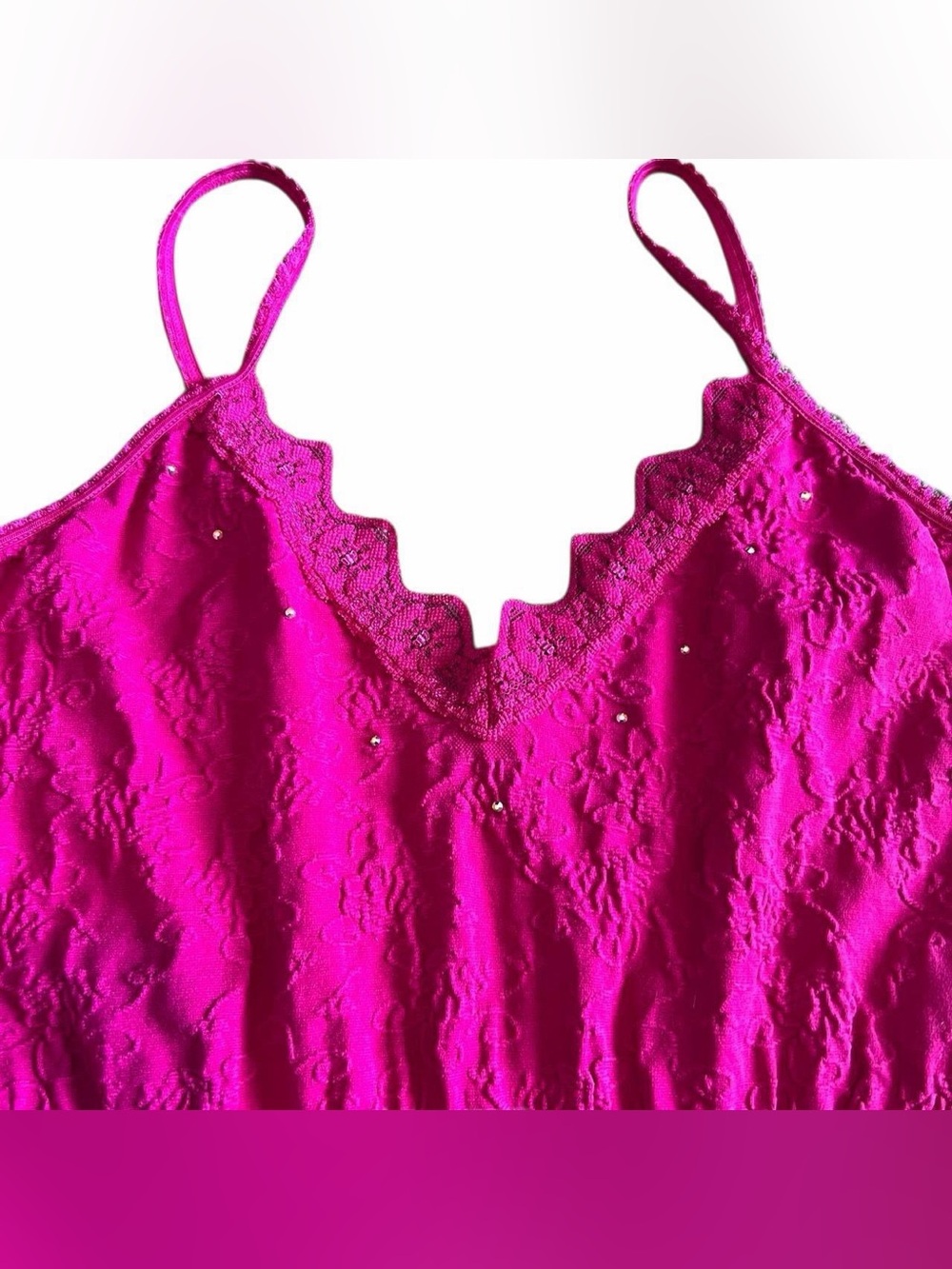 Express Pink Rhinestone Lace Tank - Picture 2 of 3